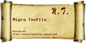 Migra Teofila névjegykártya